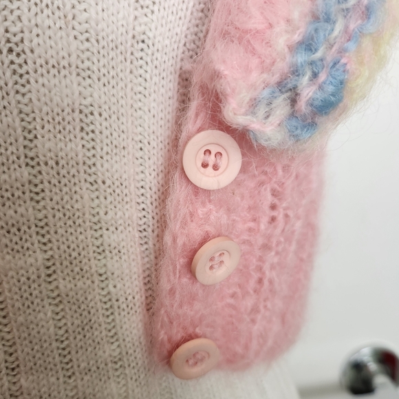 60s Pastel Mohair Cardigan Sweater Vest - Picture 8 of 13